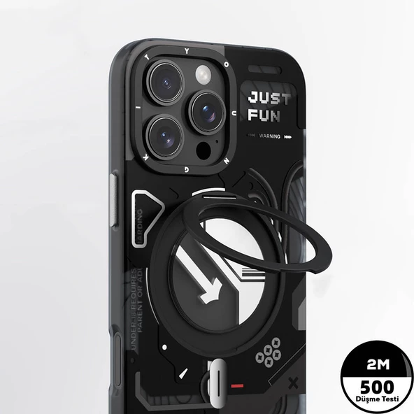 Youngkit Apple iPhone 16 Pro Kılıf Magsafe Şarj Özellikli Youngkit 360° Standlı Starship Serisi Kapak - Resim 5