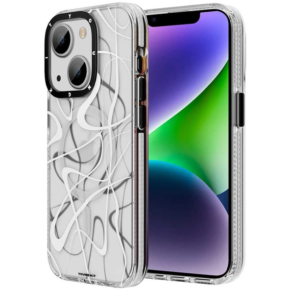 Youngkit Apple iPhone 14 Plus Kılıf Magsafe Şarj Özellikli Youngkit Water-Ink Serisi Kapak - Resim 10