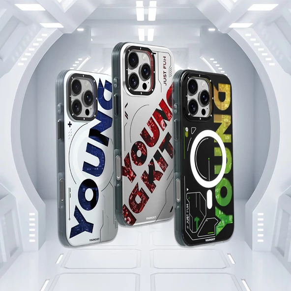 Youngkit Apple iPhone 16 Pro Max Kılıf Magsafe Şarj Özellikli Airbagli Çift Katmanlı Youngkit Future Serisi Kapak - Resim 9