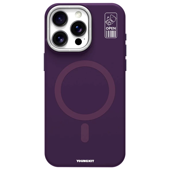 Youngkit Apple iPhone 14 Pro Max Kılıf Magsafe Şarj Özellikli Kamera Standlı Youngkit Bitty Cream Kapak - Resim 2