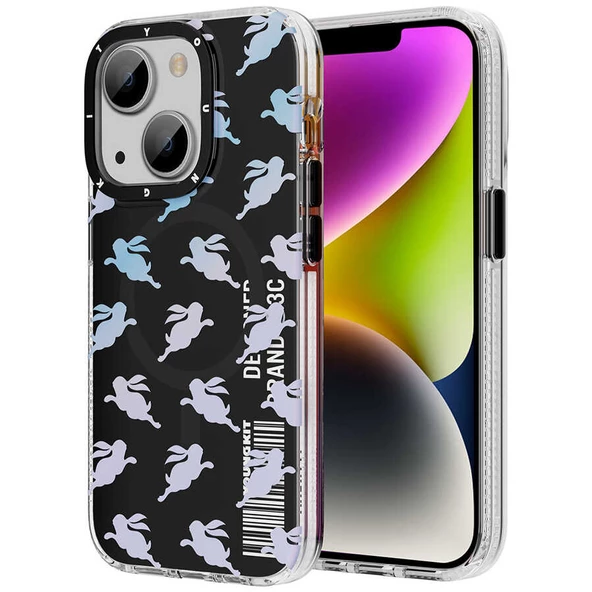 Youngkit Apple iPhone 14 Plus Kılıf Magsafe Şarj Özellikli Youngkit Play Rabbit Serisi Kapak - Resim 11