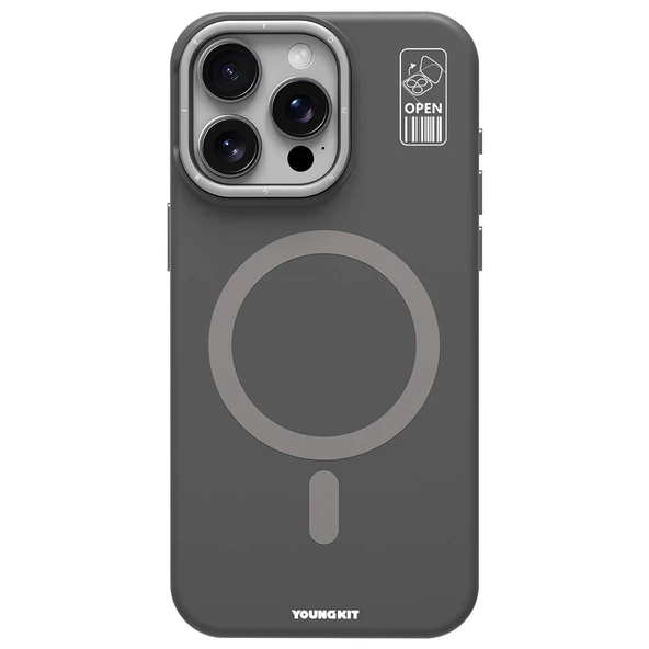 Youngkit Apple iPhone 15 Pro Kılıf Magsafe Şarj Özellikli Kamera Standlı Youngkit Bitty Cream Kapak - Resim 4