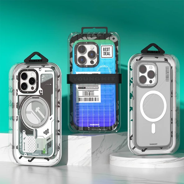 Youngkit Apple iPhone 16 Pro Kılıf Magsafe Şarj Özellikli Şeffaf Youngkit Crystal Shield Serisi Kapak - Resim 12