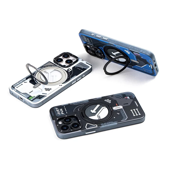 Youngkit Apple iPhone 16 Pro Kılıf Magsafe Şarj Özellikli Youngkit 360° Standlı Starship Serisi Kapak - Resim 10