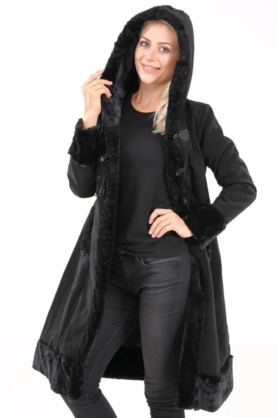 Tasarım Kaşe Kaşmir Kürk Detaylı Kaban - 2