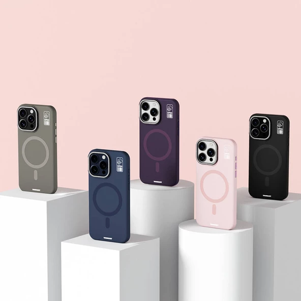 Youngkit Apple iPhone 14 Pro Max Kılıf Magsafe Şarj Özellikli Kamera Standlı Youngkit Bitty Cream Kapak - Resim 6