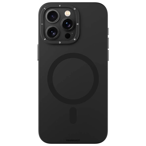 Youngkit Apple iPhone 15 Pro Kılıf Magsafe Şarj Özellikli Çizilmeye ve Aşınmaya Dayanıklı Youngkit Velvet Serisi Kapak - Resim 5