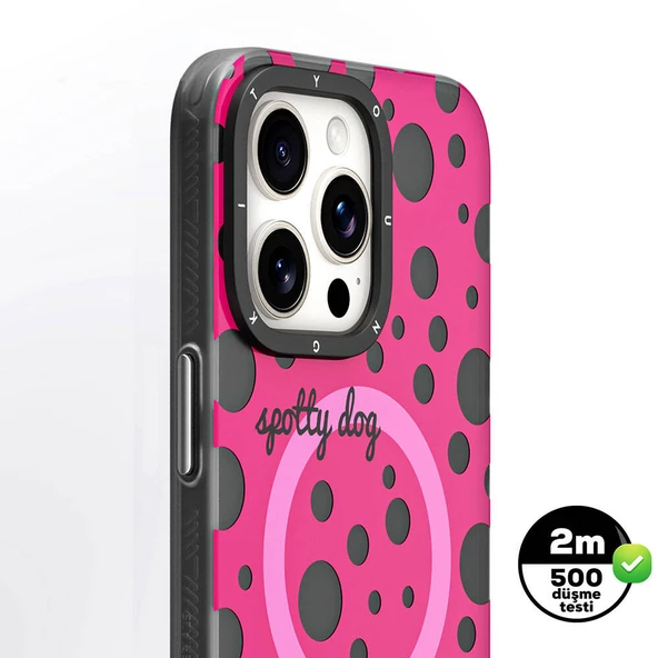 Youngkit Apple iPhone 15 Pro Max Kılıf Magsafe Şarj Özellikli Polka Dot Desenli Youngkit Spots Serisi Kapak - Resim 6