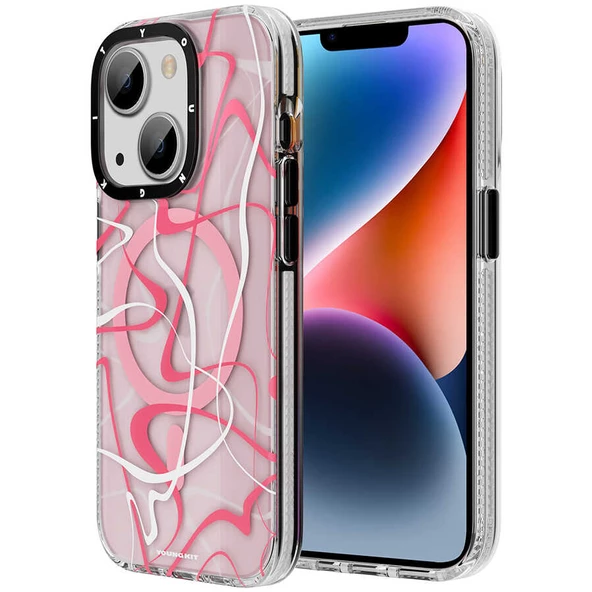 Youngkit Apple iPhone 14 Plus Kılıf Magsafe Şarj Özellikli Youngkit Water-Ink Serisi Kapak - Resim 9