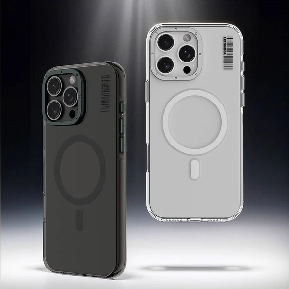 Youngkit Apple iPhone 16 Pro Max Kılıf Magsafe Şarj Özellikli Şeffaf Youngkit Crystal Shield Serisi Kapak - Resim 12