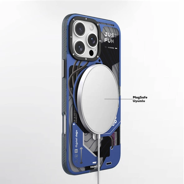 Youngkit Apple iPhone 16 Pro Max Kılıf Magsafe Şarj Özellikli Youngkit 360° Standlı Starship Serisi Kapak - Resim 6