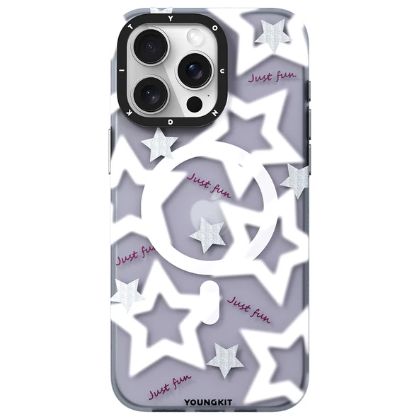 Youngkit Apple iPhone 15 Pro Max Kılıf Magsafe Şarj Özellikli Airbagli Çift Katmanlı Youngkit Star&Butterfly Serisi Kapak - Resim 2
