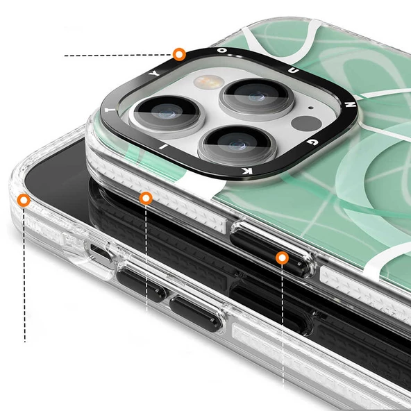 Youngkit Apple iPhone 14 Pro Max Kılıf Magsafe Şarj Özellikli Youngkit Water-Ink Serisi Kapak - Resim 3