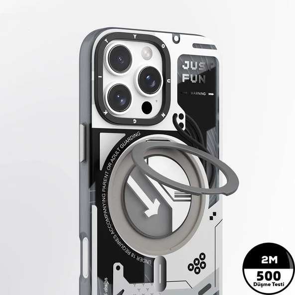 Youngkit Apple iPhone 16 Pro Kılıf Magsafe Şarj Özellikli Youngkit 360° Standlı Starship Serisi Kapak - Resim 3