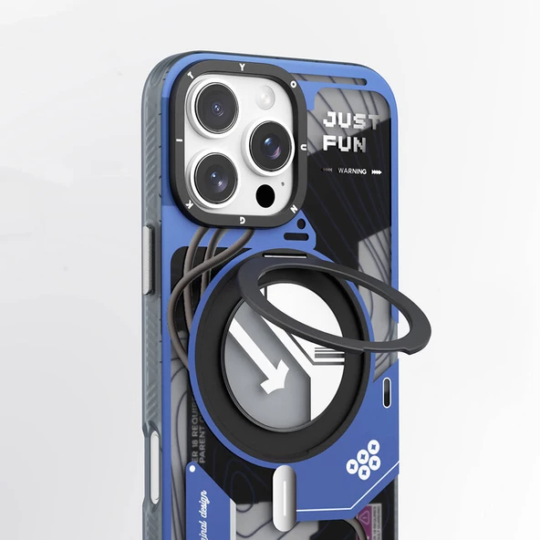 Youngkit Apple iPhone 16 Pro Max Kılıf Magsafe Şarj Özellikli Youngkit 360° Standlı Starship Serisi Kapak - Resim 5