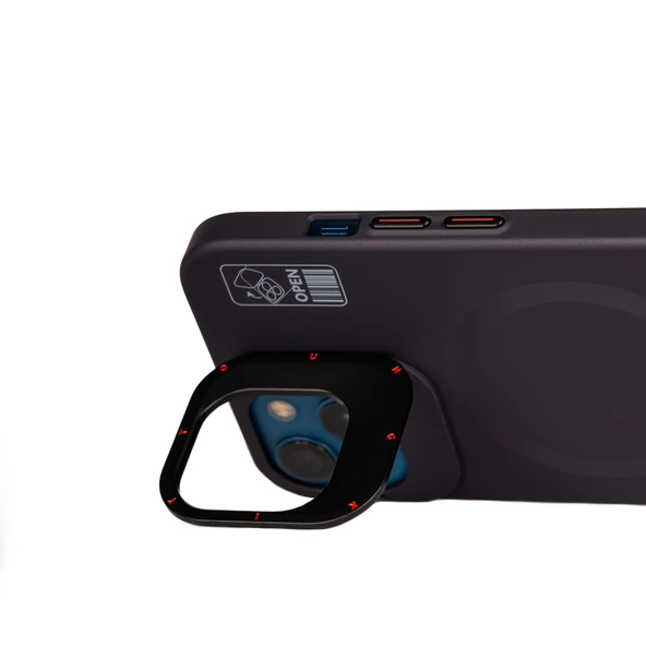 Youngkit Apple iPhone 13 Kılıf Magsafe Şarj Özellikli Standlı YoungKit Hermit Bracket Serisi Kapak - Resim 10