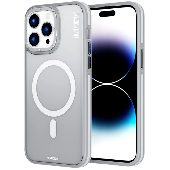 Youngkit Apple iPhone 14 Pro Max Kılıf Magsafe Şarj Özellikli Youngkit Rock Sand Serisi Kapak - Resim 12