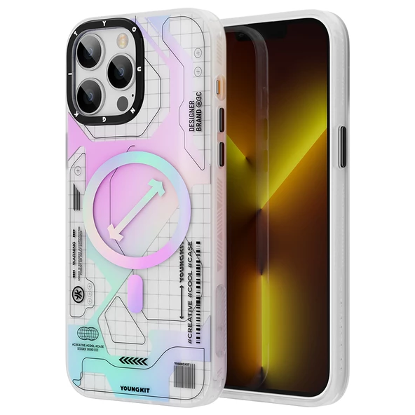 Youngkit Apple iPhone 13 Pro Kılıf Magsafe Şarj Özellikli YoungKit Metaverse Serisi Kapak - 11