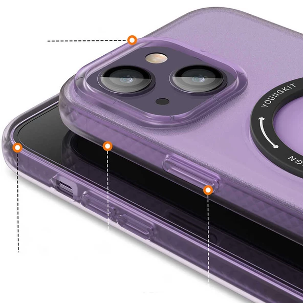 Youngkit Apple iPhone 13 Kılıf Magsafe Şarj Özellikli Youngkit Rock Serisi Kapak - Resim 3