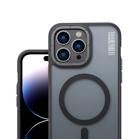 Youngkit Apple iPhone 14 Pro Max Kılıf Magsafe Şarj Özellikli Youngkit Rock Sand Serisi Kapak - Resim 9