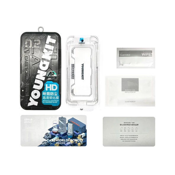 Youngkit Apple iPhone 14 Pro Youngkit Antistatik Ve Antidust Kolay Uygulama Aparatlı Cam Ekran Koruyucu - 6