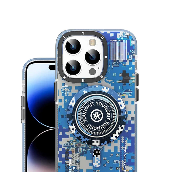 Youngkit Apple iPhone 14 Pro Max Kılıf Magsafe Şarj Özellikli YoungKit Kamuflaj Serisi Kapak - Resim 8