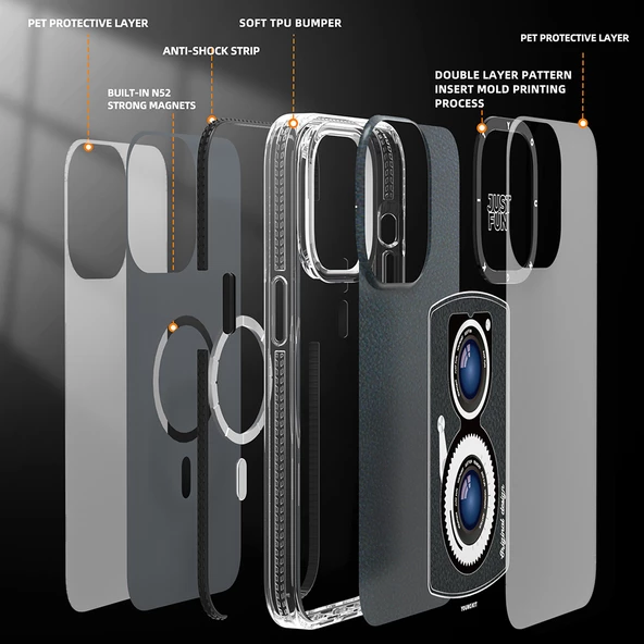 Youngkit Apple iPhone 14 Pro Kılıf Magsafe Şarj Özellikli Lens Figürlü YoungKit Art Film Serisi Kapak - Resim 7