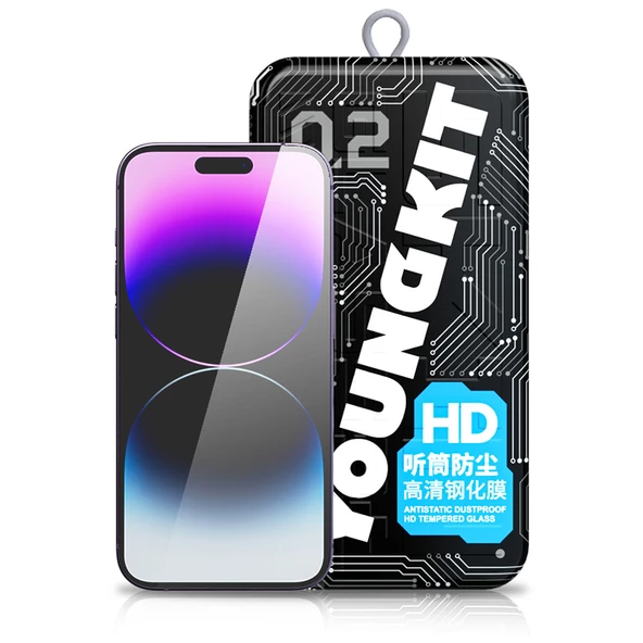 Youngkit Apple iPhone 14 Pro Youngkit Antistatik Ve Antidust Kolay Uygulama Aparatlı Cam Ekran Koruyucu - 7