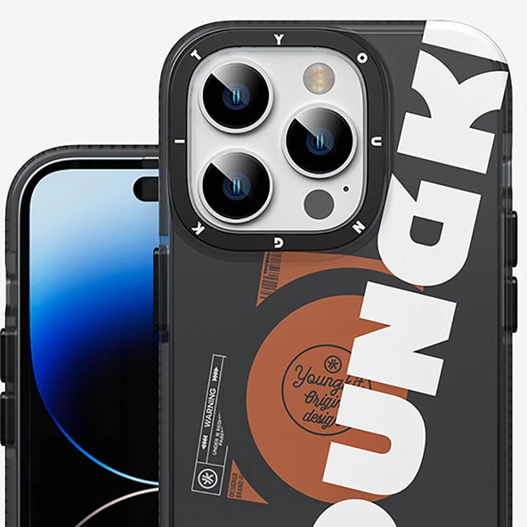 Youngkit Apple iPhone 14 Pro Kılıf Magsafe Şarj Özellikli Youngkit Binfen Serisi Yazı Temalı Kapak - Resim 8