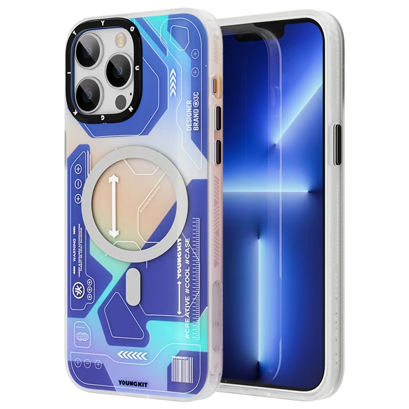 Youngkit Apple iPhone 13 Pro Kılıf Magsafe Şarj Özellikli YoungKit Metaverse Serisi Kapak - 9