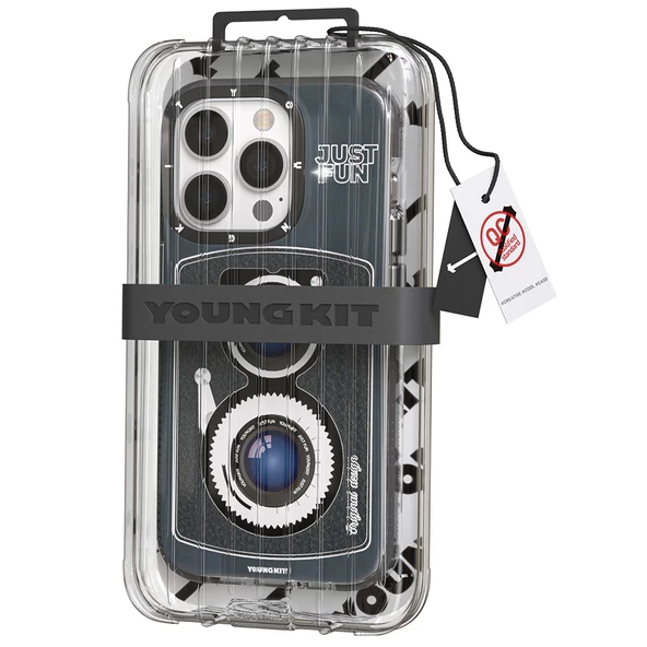 Youngkit Apple iPhone 14 Pro Kılıf Magsafe Şarj Özellikli Lens Figürlü YoungKit Art Film Serisi Kapak - Resim 4