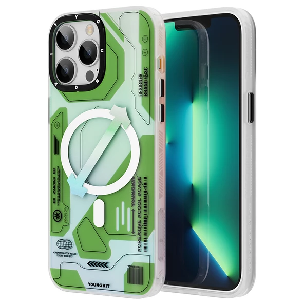Youngkit Apple iPhone 13 Pro Kılıf Magsafe Şarj Özellikli YoungKit Metaverse Serisi Kapak - 10