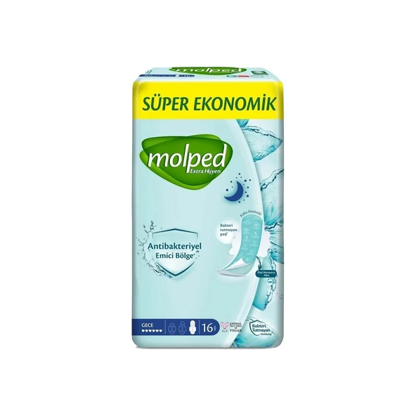 Molped Extra Hijyen Antibakteriyel Ped Gece Extra Uzun 16 lı x 3 Adet - 3