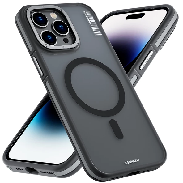 Youngkit Apple iPhone 14 Pro Max Kılıf Magsafe Şarj Özellikli Youngkit Rock Sand Serisi Kapak - Resim 8