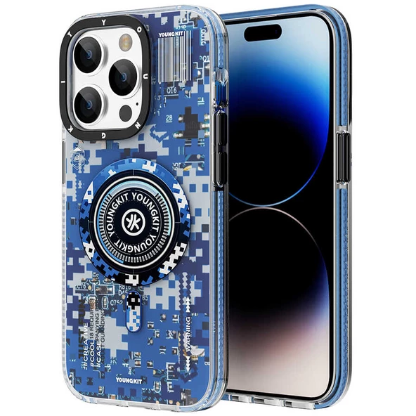 Youngkit Apple iPhone 14 Pro Max Kılıf Magsafe Şarj Özellikli YoungKit Kamuflaj Serisi Kapak - Resim 7