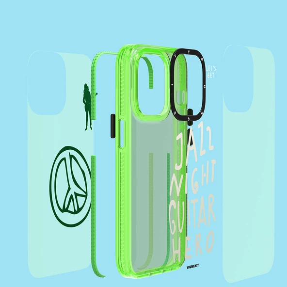 Youngkit Apple iPhone 14 Pro Max Kılıf Şeffaf Renkli Yazı Temalı Tasarım YoungKit Jazz Serisi Kapak - 5