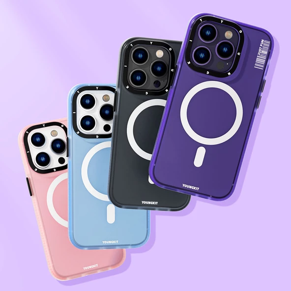 Youngkit Apple iPhone 13 Pro Max Kılıf Magsafe Şarj Özellikli Youngkit Colored Sand Serisi Kapak - Resim 9