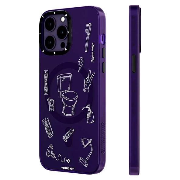 Youngkit Apple iPhone 14 Pro Kılıf Magsafe Şarj Özellikli Desenli Youngkit Plaything Serisi Kapak - Resim 4