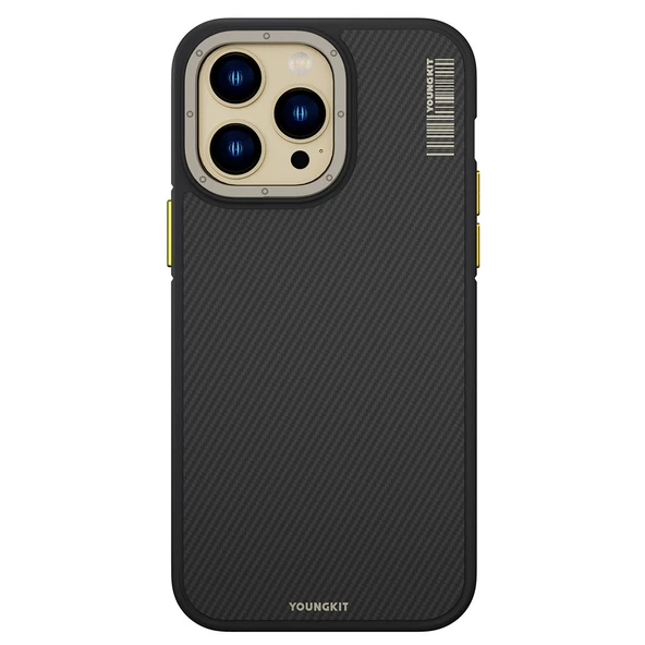 Youngkit Apple iPhone 14 Pro Max Kılıf Magsafe Şarj Özellikli YoungKit 600D Kevlar Kapak - Resim 2