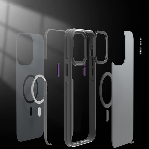 Youngkit Apple iPhone 14 Pro Max Kılıf Magsafe Şarj Özellikli Youngkit Rock Sand Serisi Kapak - Resim 4