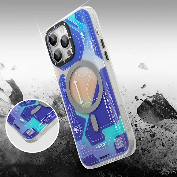 Youngkit Apple iPhone 12 Pro Max Kılıf Magsafe Şarj Özellikli YoungKit Metaverse Serisi Kapak - Resim 4