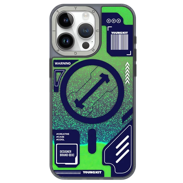 Youngkit Apple iPhone 15 Pro Max Kılıf Magsafe Şarj Özellikli YoungKit Galaxy Serisi Kapak - Resim 12