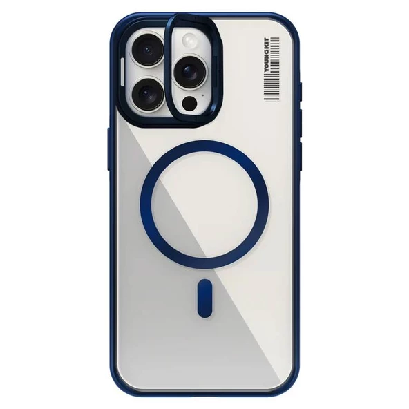 Youngkit Apple iPhone 15 Pro Max Kılıf Magsafe Şarj Özellikli Sararma Önleyici Youngkit Crystal Grid Kapak - Resim 9