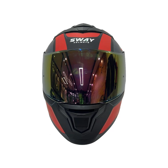 Sway 912 Full Face İridyum Vizör Çene Açılır Motosiklet Kaskı M Beden C1 Red + 1 Şeffaf Vizör Hediyeli - 8