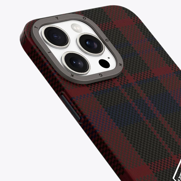 Youngkit Apple iPhone 15 Pro Max Kılıf Ekose Desenli Youngkit Gezhi Serisi Kapak - 9