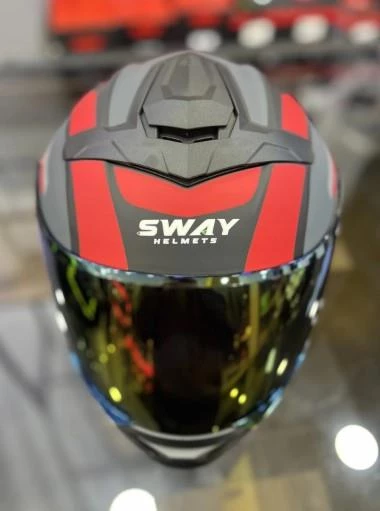 Sway 912 Full Face İridyum Vizör Çene Açılır Motosiklet Kaskı M Beden C1 Red + 1 Şeffaf Vizör Hediyeli - 5