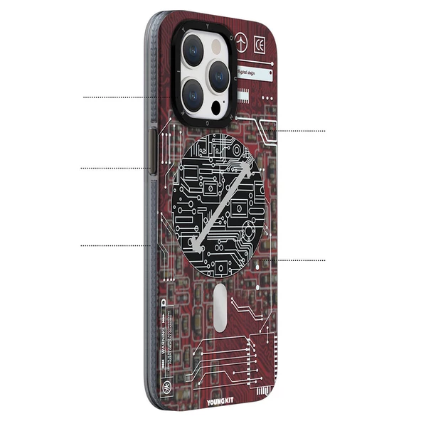 Youngkit Apple iPhone 15 Kılıf Magsafe Şarj Özellikli YoungKit Technology Serisi Kapak - Resim 6