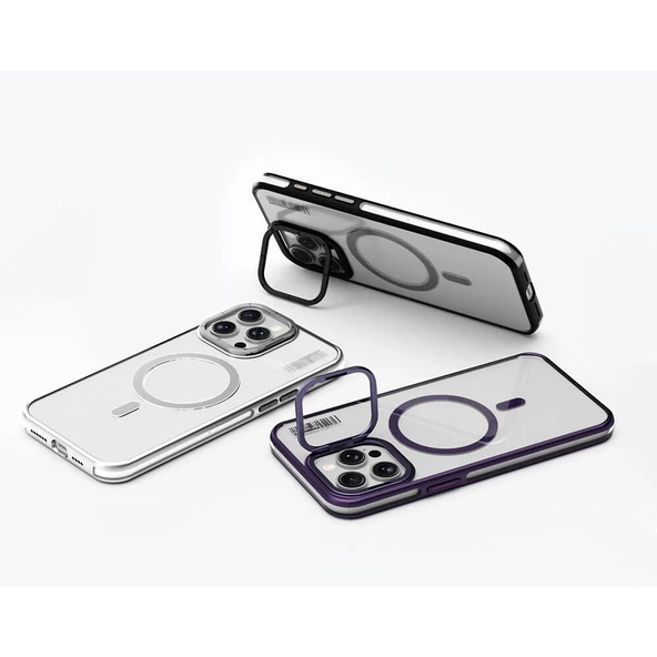 Youngkit Apple iPhone 14 Pro Kılıf Magsafe Şarj Özellikli Sararma Önleyici Youngkit Crystal Grid Kapak - Resim 7