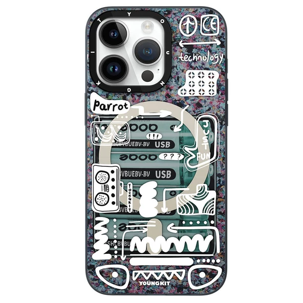 Youngkit Apple iPhone 15 Pro Max Kılıf Magsafe Şarj Özellikli Youngkit Dark Matter Serisi Kapak - Resim 9