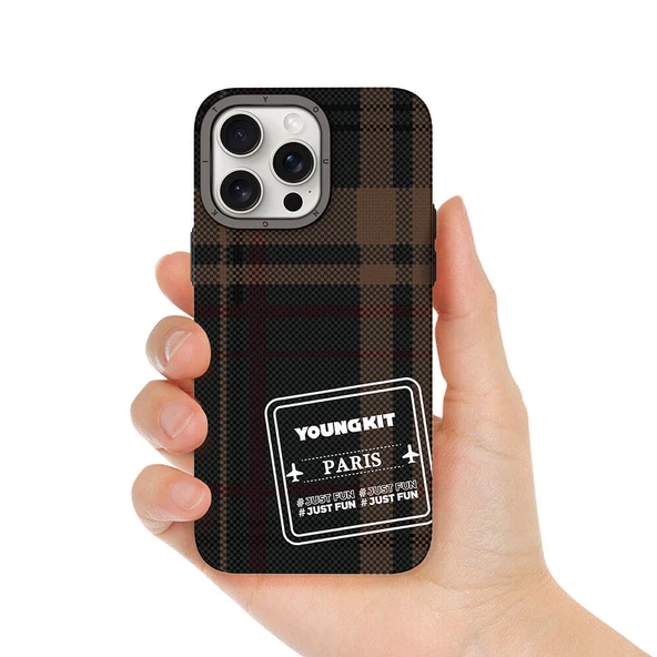 Youngkit Apple iPhone 15 Pro Max Kılıf Ekose Desenli Youngkit Gezhi Serisi Kapak - 5